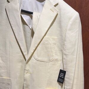 Express Men's light yellow Single-Breasted Linen-Blend Blazer 40s